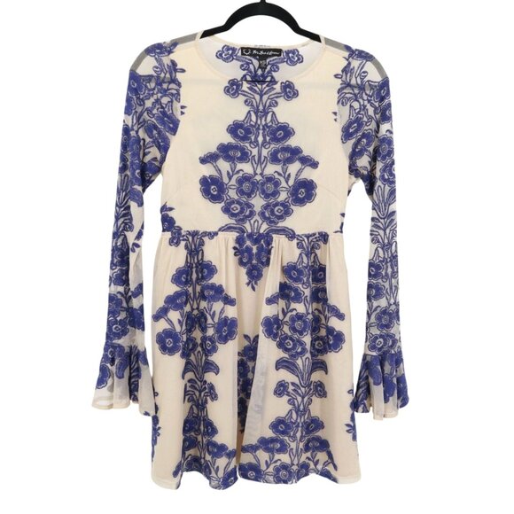 For Love & Lemons Temecula Mini Dress Womens XS Blue Boho Festival Feminine - Picture 1 of 16
